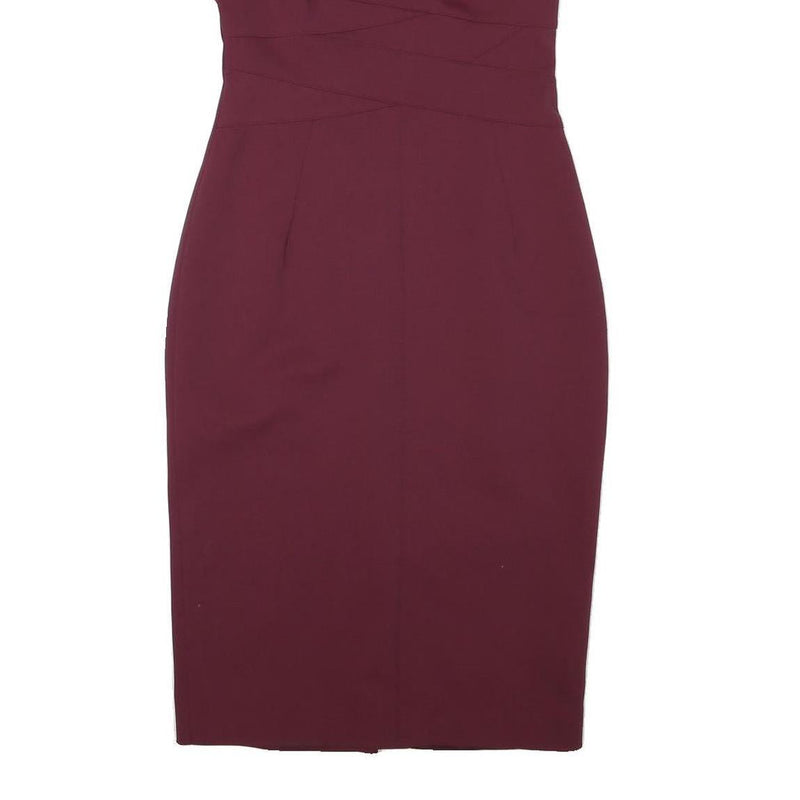 KAREN MILLEN Womens Maroon Bodycon Polyester Blend Midi Dress UK 12 Elegant