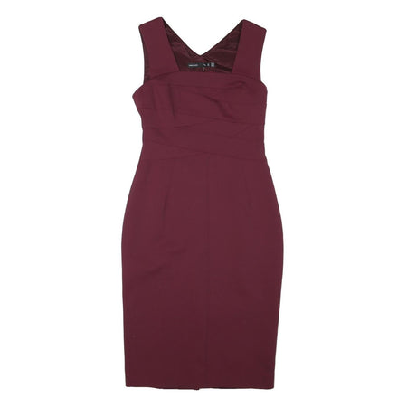 KAREN MILLEN Womens Maroon Bodycon Polyester Blend Midi Dress UK 12 Elegant