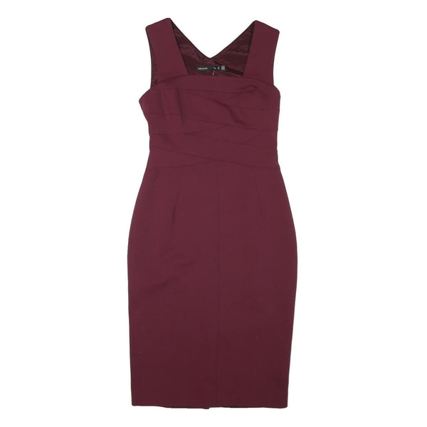 KAREN MILLEN Womens Maroon Bodycon Polyester Blend Midi Dress UK 12 Elegant