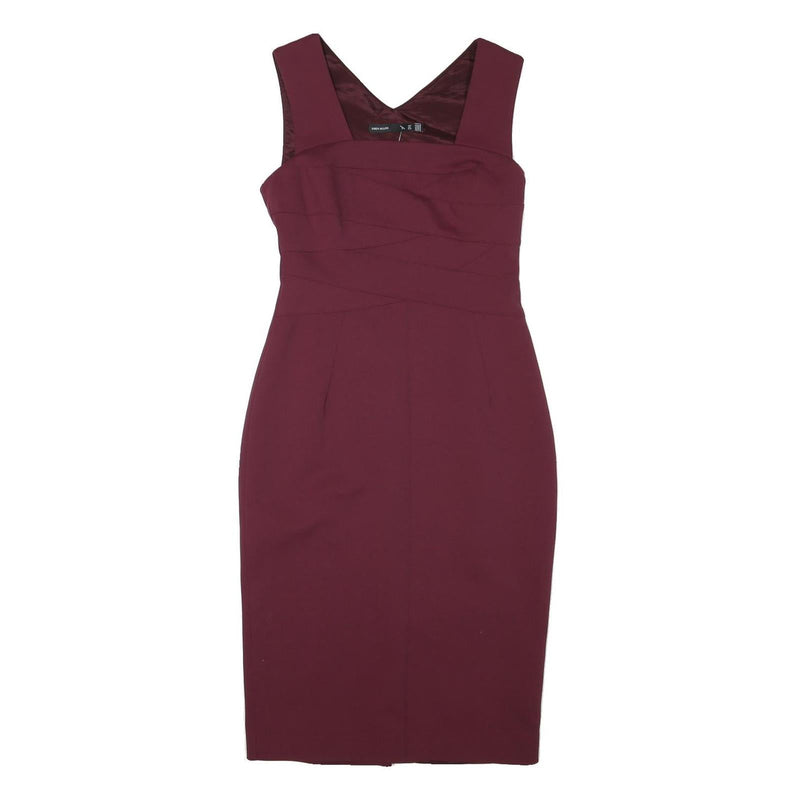 KAREN MILLEN Womens Maroon Bodycon Polyester Blend Midi Dress UK 12 Elegant