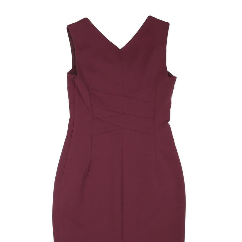 KAREN MILLEN Womens Maroon Bodycon Polyester Blend Midi Dress UK 12 Elegant
