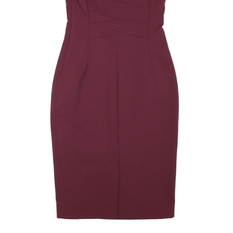 KAREN MILLEN Womens Maroon Bodycon Polyester Blend Midi Dress UK 12 Elegant