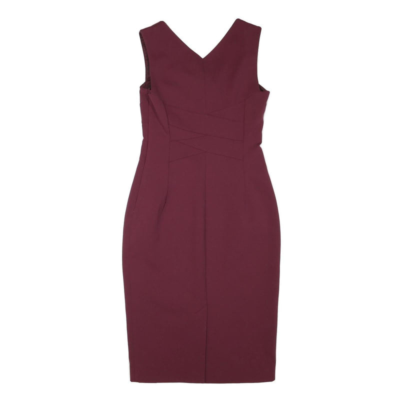 KAREN MILLEN Womens Maroon Bodycon Polyester Blend Midi Dress UK 12 Elegant