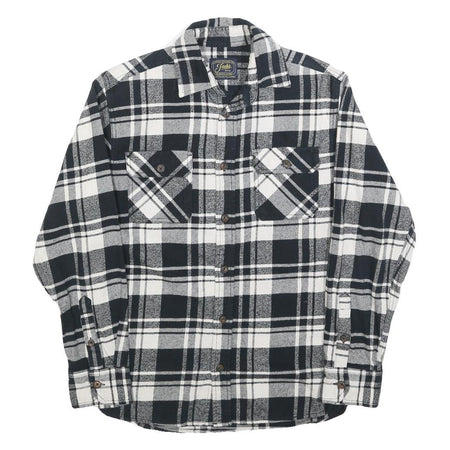 JACHS Mens Black & White Check Shirt S Cotton Long Sleeve Button Front Casual