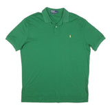 POLO RALPH LAUREN Mens Green Short Sleeve Plain L Cotton Blend Polo Shirt