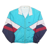 LETS JET Mens Blue & Red Nylon Zip Jacket S Retro 80s Colourblock Casual
