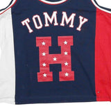 TOMMY HILFIGER Womens Blue Red & White Graphic Jersey XXS Sleeveless Crew Neck