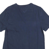 TOMMY HILFIGER Mens Blue Navy T-Shirt M Short Sleeve Crew Neck Cotton Blend Logo