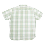 TIMBERLAND Mens White & Green Checked Cotton Blend Shirt L Casual Summer