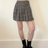 King Kong Checked Mini Skirt - 26W UK 6 Grey Cotton Blend
