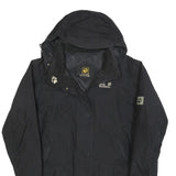 JACK WOLFSKIN Womens Black Outdoor Jacket UK 16 Polyester Blend Zip Hooded