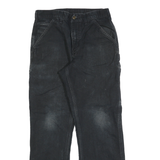 CARHARTT Mens Cotton Blend Black Relaxed Straight Trousers W29 L30 Workwear
