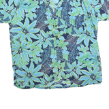 ROUNDY BAY Mens Blue & Green Floral Cotton Blend Shirt XL Hawaiian Style