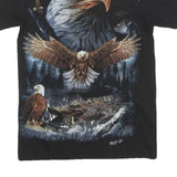 WILD Mens Black Eagle Graphic T-Shirt S Short Sleeve Crew Neck Cotton