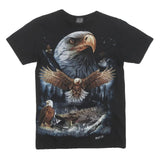 WILD Mens Black Eagle Graphic T-Shirt S Short Sleeve Crew Neck Cotton