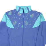 KELLY Womens Blue Aqua Cotton Blend Jacket S Printed Zip Casual Retro 1980s