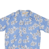 BOBBY CHAN Mens Blue Floral Silk Shirt L Relaxed Fit Summer Casual Beachwear