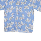 BOBBY CHAN Mens Blue Floral Silk Shirt L Relaxed Fit Summer Casual Beachwear