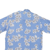 BOBBY CHAN Mens Blue Floral Silk Shirt L Relaxed Fit Summer Casual Beachwear