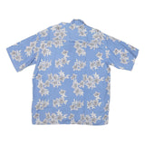 BOBBY CHAN Mens Blue Floral Silk Shirt L Relaxed Fit Summer Casual Beachwear