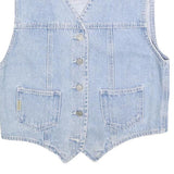 UNDERGROUND Womens Blue Denim Waistcoat M Cotton Blend Button Plain Casual