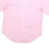 RALPH LAUREN Mens Pink & White Striped Shirt XXS Button-Down Short Sleeve Cotton