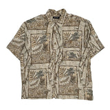 Puritan Floral Hawaiian Shirt - Large Brown Viscose