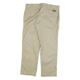 DICKIES Mens Regular Fit Straight Cotton Blend Beige Trousers W36 L30 Workwear