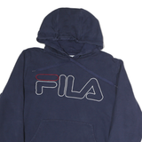 FILA Mens Navy Cotton Pullover Hoodie S Embroidered Logo Sweatshirt