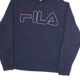 FILA Mens Navy Cotton Pullover Hoodie S Embroidered Logo Sweatshirt