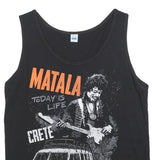 Mens Black Cotton Blend Graphic Vest M Sleeveless Round Neck Matala Crete