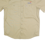 CARHARTT Mens Beige Skills USA Cotton Short Sleeve Shirt L Workwear Button-Down