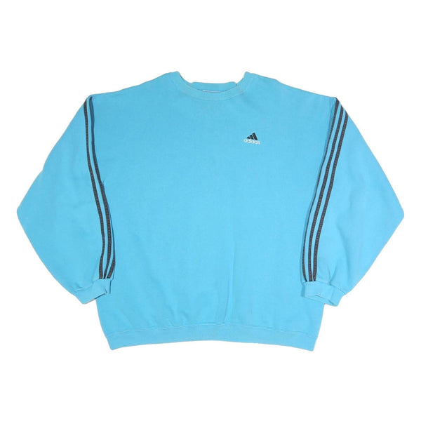 ADIDAS Mens Blue Sweatshirt XL Crew Neck Cotton Blend Classic Sportswear