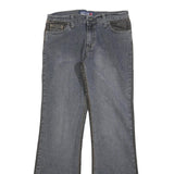 GANG Womens Grey & Black Regular Fit Flared Denim Rinse W29 L30 Stretch Zip