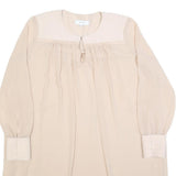 REISS Womens Beige & Cream Day Dress Polyester Blend Long Sleeve Midi UK 14