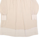 REISS Womens Beige & Cream Day Dress Polyester Blend Long Sleeve Midi UK 14