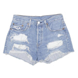 LEVIS Womens Denim Blue Distressed Cut-Off Shorts S W28 Casual Summer