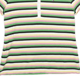 TOMMY HILFIGER Womens White & Green Striped Short Sleeve Polo Shirt M Cotton