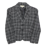 UN DEUX TROIS Womens Black & White Check Wool Blend Button Jacket S Woven