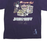 Mens Navy Graphic Print T-Shirt M Short Sleeve Crew Neck Casual Cotton