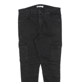 ZARA Womens Slim Black Jeans Denim W31 L27 Zip Cargo Pocket Stretch