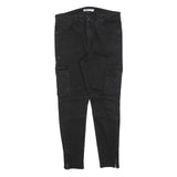 ZARA Womens Slim Black Jeans Denim W31 L27 Zip Cargo Pocket Stretch