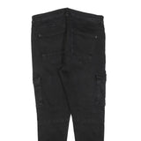 ZARA Womens Slim Black Jeans Denim W31 L27 Zip Cargo Pocket Stretch