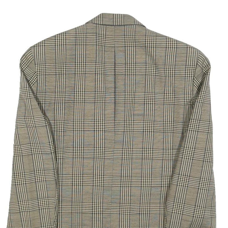 MODE Mens Beige Check Tailored Wool Blend Jacket M Classic Button Closure