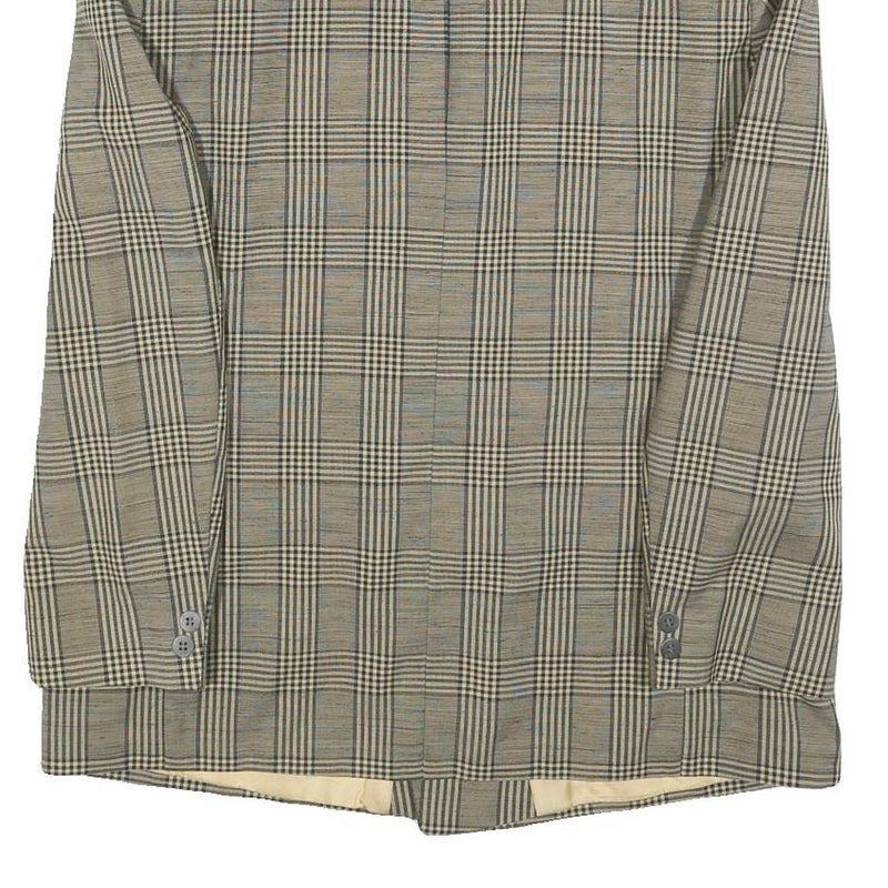 MODE Mens Beige Check Tailored Wool Blend Jacket M Classic Button Closure