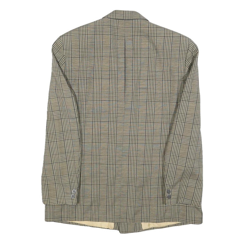 MODE Mens Beige Check Tailored Wool Blend Jacket M Classic Button Closure