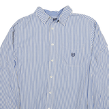 CHAPS Mens Blue & White Striped Shirt L Long Sleeve Button Casual Cotton Blend