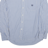 CHAPS Mens Blue & White Striped Shirt L Long Sleeve Button Casual Cotton Blend