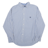 CHAPS Mens Blue & White Striped Shirt L Long Sleeve Button Casual Cotton Blend