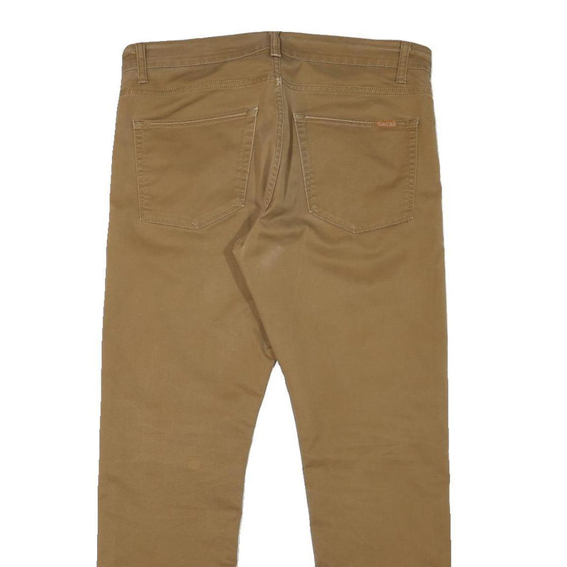 CARHARTT Mens Slim Brown Cotton Blend Trousers W34 L28 Zip Pocket Classic